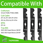 742P05086-X 3 PCS Lawn Mower Blade Compatible with 54" Craftsman T3200 TT440 Z5800, Cub Cadet XT1-GT54 XT1-ST54 ZT1-54 ZT1-54P ZT2-54 ZTS2-54, MTD ZT1-54, Troy-Bilt Super Bronco 54K XP, Z54 XP