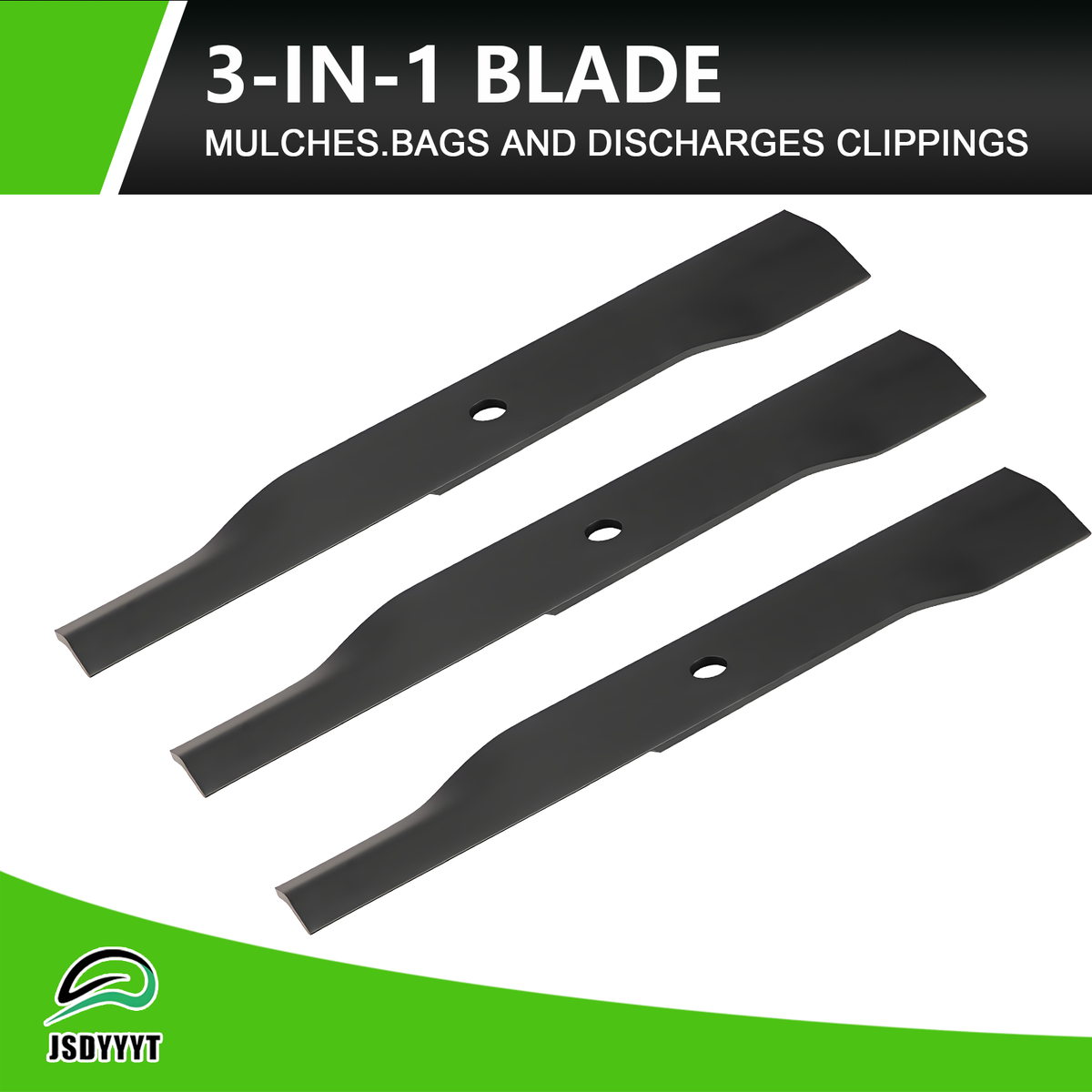 JSDYYYT 601123 795757 3 PCS Lawn Mower Blade Compatible with 48" Hustler FasTrak, X-One, Fastrak Super Duty, Replaces 601123, 795757, 601014