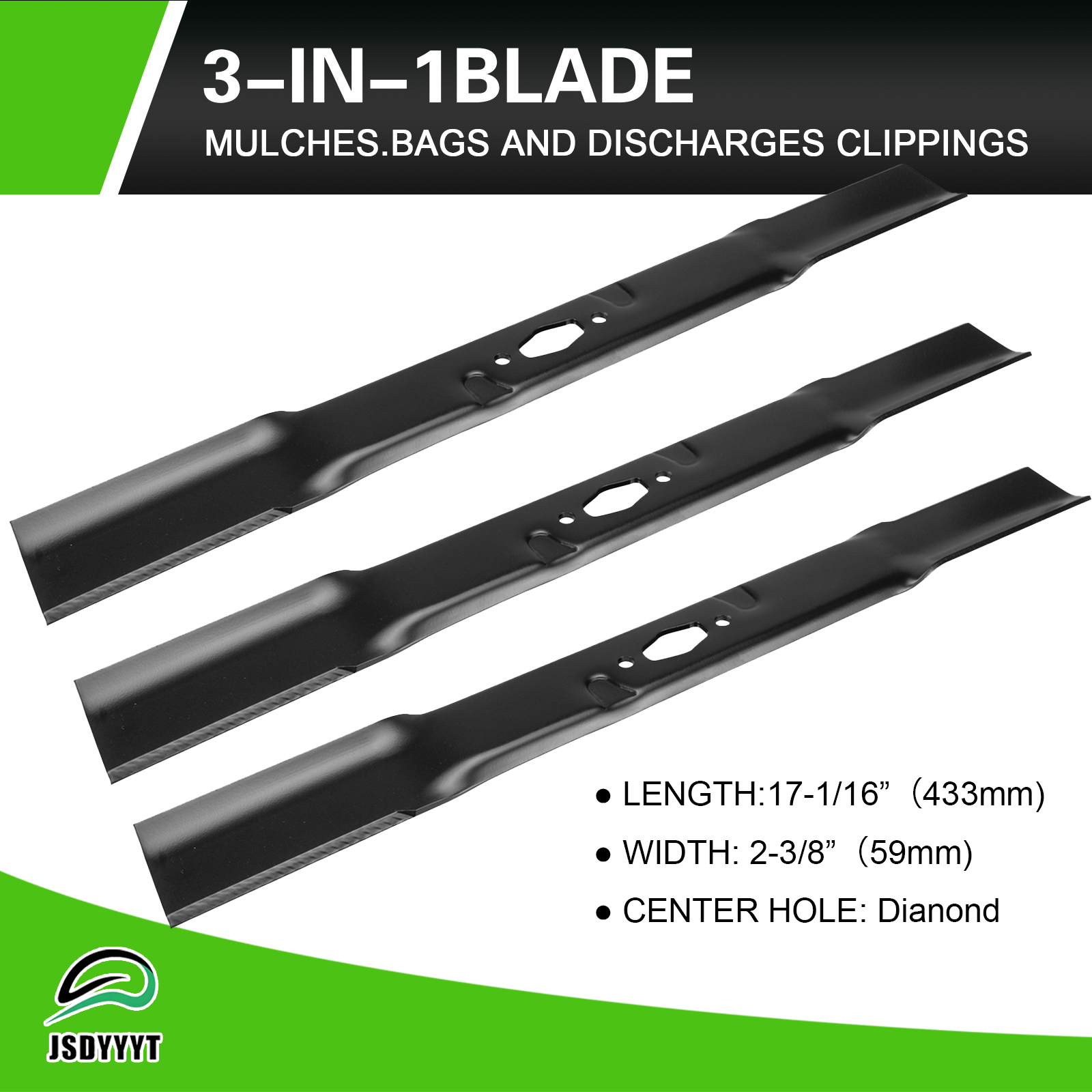 742P05094-L 3 PCS Lawn Mower Blade Compatible with 50" Craftsman Z5600 Z5650, Cub Cadet XT1-LT50 ZT1-50 ZT2-50 ZTS1-50 ZTS2-50 Fab, MTD Z5650 2022, 2022-2023 Troy-Bilt Super Bronco 50K XP (742P05094-L)