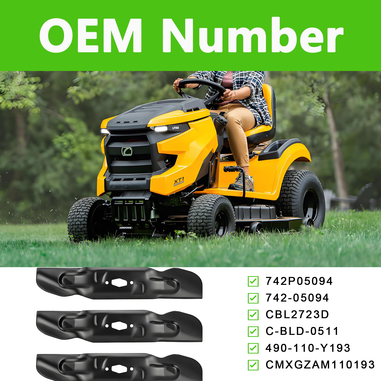 742P05094 3 PCS Lawn Mower Blade Compatible with 50" Craftsman Z5600 Z5650, Cub Cadet XT1-LT50 ZT1-50 ZT2-50 ZTS1-50 ZTS2-50 Fab, MTD Z5650 2022, 2022-2023 Troy-Bilt Super Bronco 50K XP, Z50