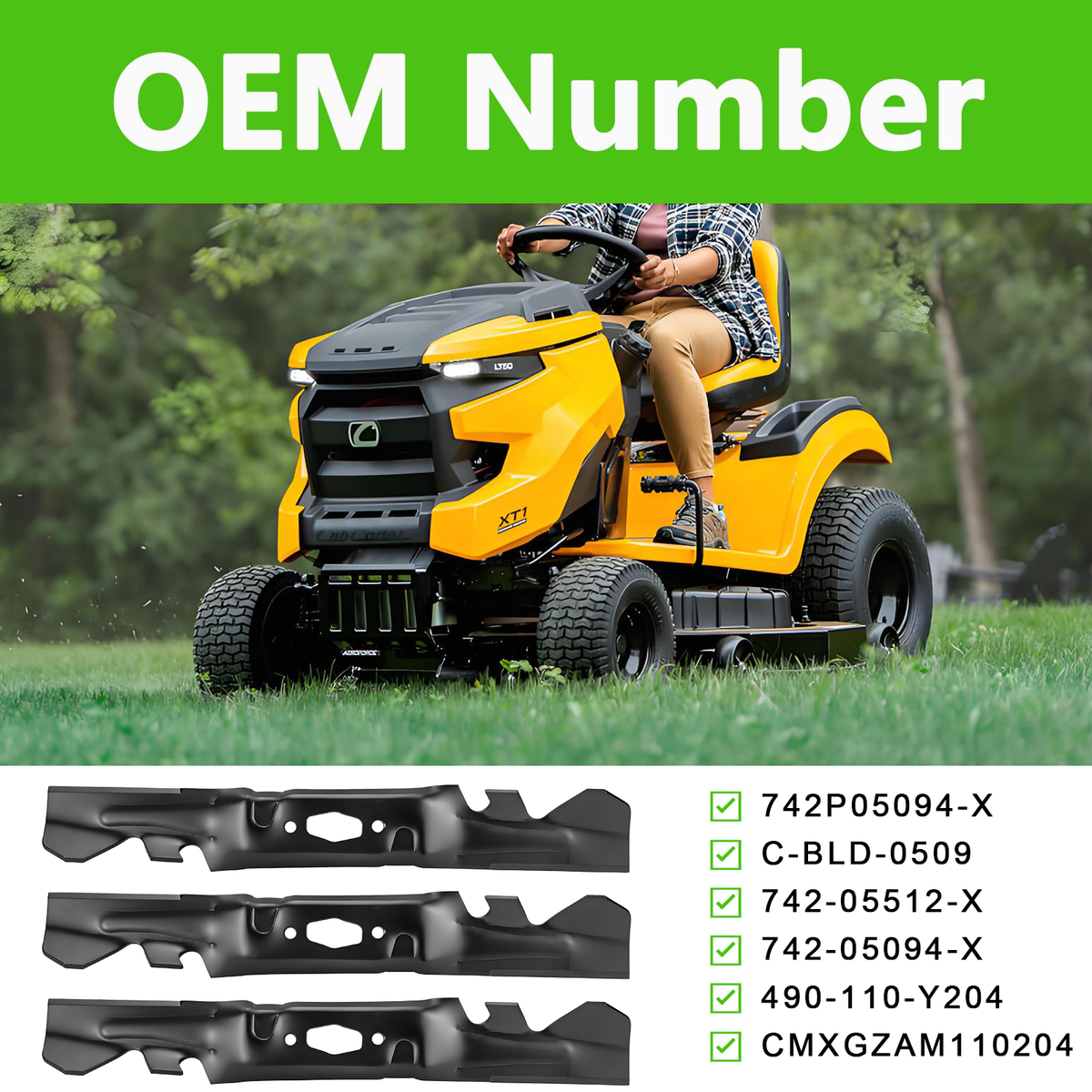 742P05094-X 3 PCS Lawn Mower Blade Compatible with 50" Craftsman Z5600 Z5650, Cub Cadet XT1-LT50 ZT1-50 ZT2-50 ZTS1-50 ZTS2-50 Fab, MTD Z5650 2022, 2022-2023 Troy-Bilt Super Bronco 50K XP