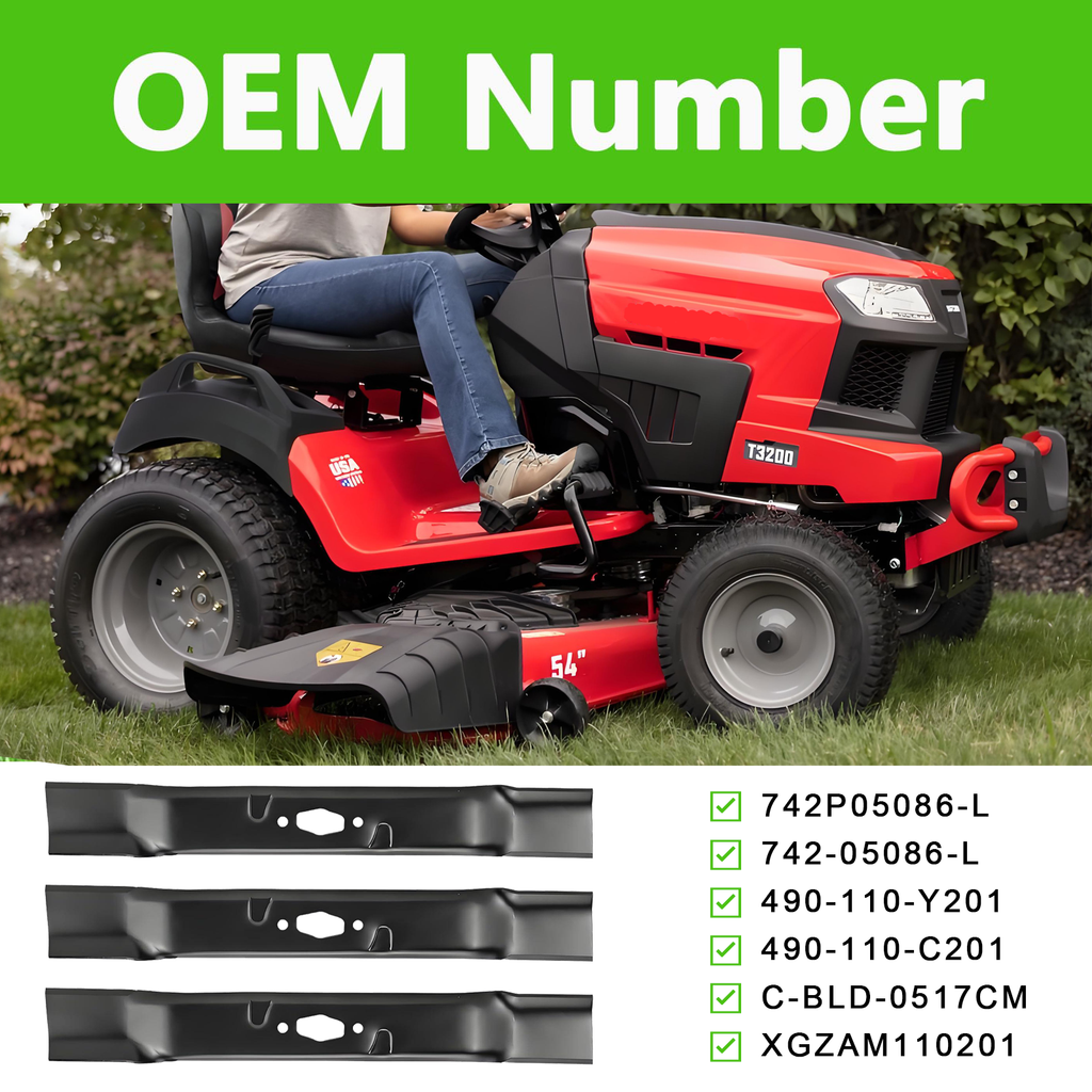 742P05086-L 3 PCS Lawn Mower Blade Compatible with 54" Craftsman T3200 TT440 Z5800, Cub Cadet XT1-GT54 XT1-ST54 ZT1-54 ZT1-54P ZT2-54 ZTS2-54, MTD ZT1-54, Troy-Bilt Super Bronco 54K XP, Z54 XP