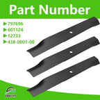 797696 601124 3 PCS Lawn Mower Blade for HUSTLER XR7 SUPER Z, Hustler Z | HUSTLER: 797696, 601124, ROTARY: 12733, SPARTAN: 438-0001-00, 438-0001-00,