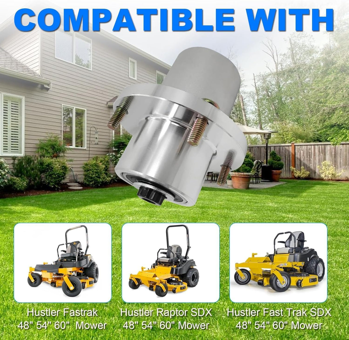 125981 605380 Lawn Mower Deck Blade Spindle Assembly Compatible with Hustler Fastrak SD SDX Raptor SDX 48" 54" 60" Mower, Replaces 125981 605380 783548 607275 783530 783514 605381