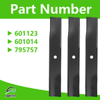 JSDYYYT 601123 795757 3 PCS Lawn Mower Blade Compatible with 48" Hustler FasTrak, X-One, Fastrak Super Duty, Replaces 601123, 795757, 601014